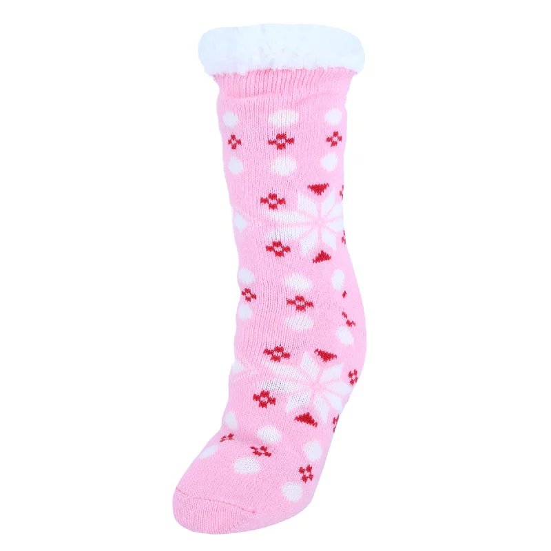 Travel Sport Shoes Women's Plush Sherpa Winter Fleece Lining Snowflake Slipper Socks