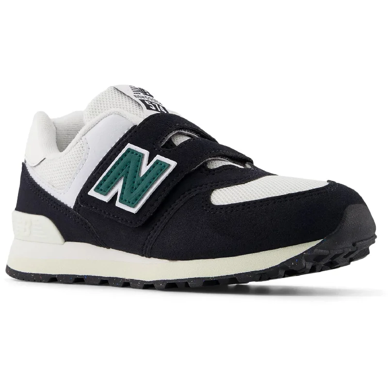 Streetwear Casual Shoes New Balance Black 574 Kids Hook & Loop Sneakers