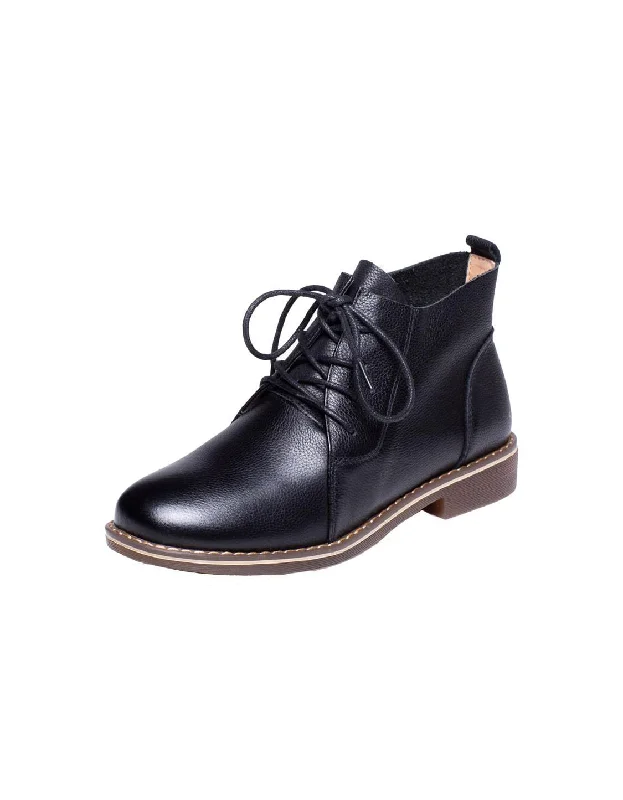 Non-Skid Sneakers Pointed Toe Lace-up Retro Flat Boots