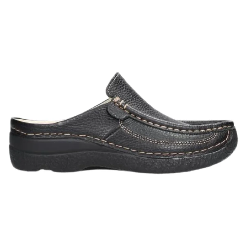 Comfy Running Shoes Wolky Roll Slide Black Print Clogs (Women's)