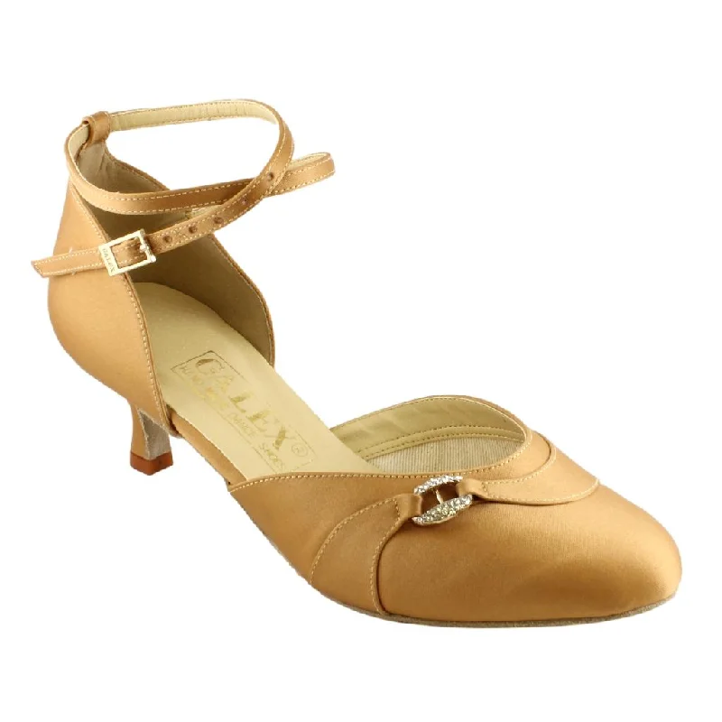 Breathable Comfort Shoes Women's Smooth Dance Shoes, 6679 Sofia, Tan, Heel 5cm Flare Slim