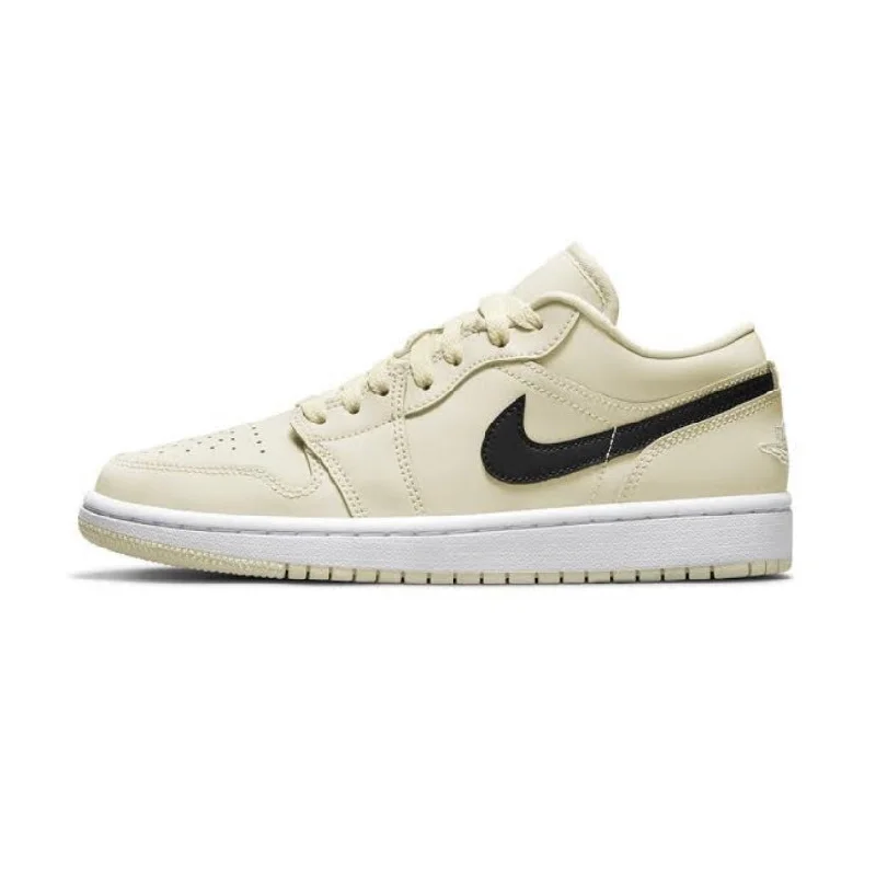 Non-Slip Walking Shoes Women's Air Jordan 1 Low Coconut Milk White Black