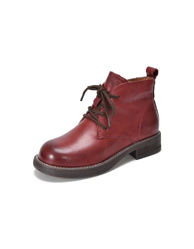 Everyday Sport Sneakers Handmade Comfortable Leather Retro Lace-up Flat Boots