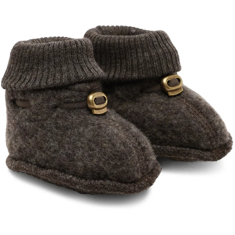 Shock Absorbing Sneakers Mikk-Line Dark Brown Melange Wool Footies