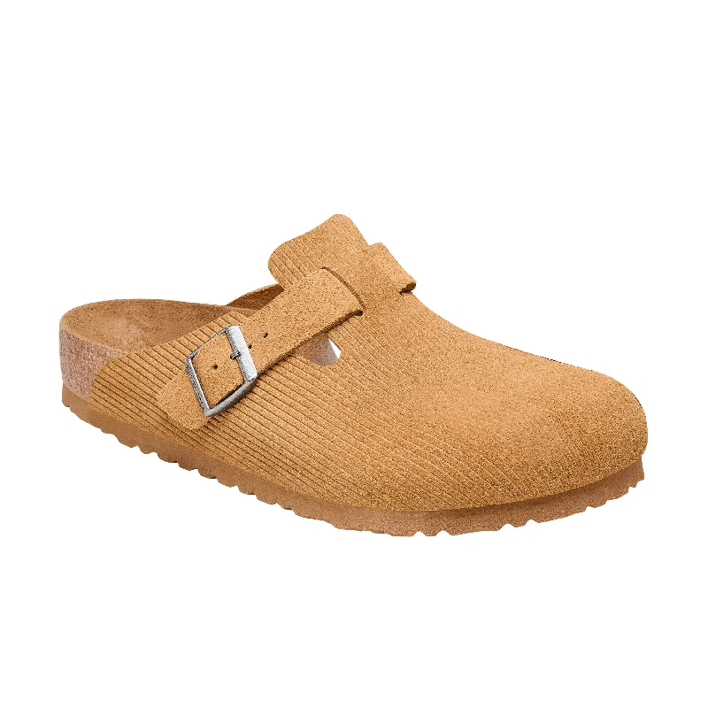 Cozy Memory Foam Shoes Boston Corduroy Cork Brown Embossed Suede Leather