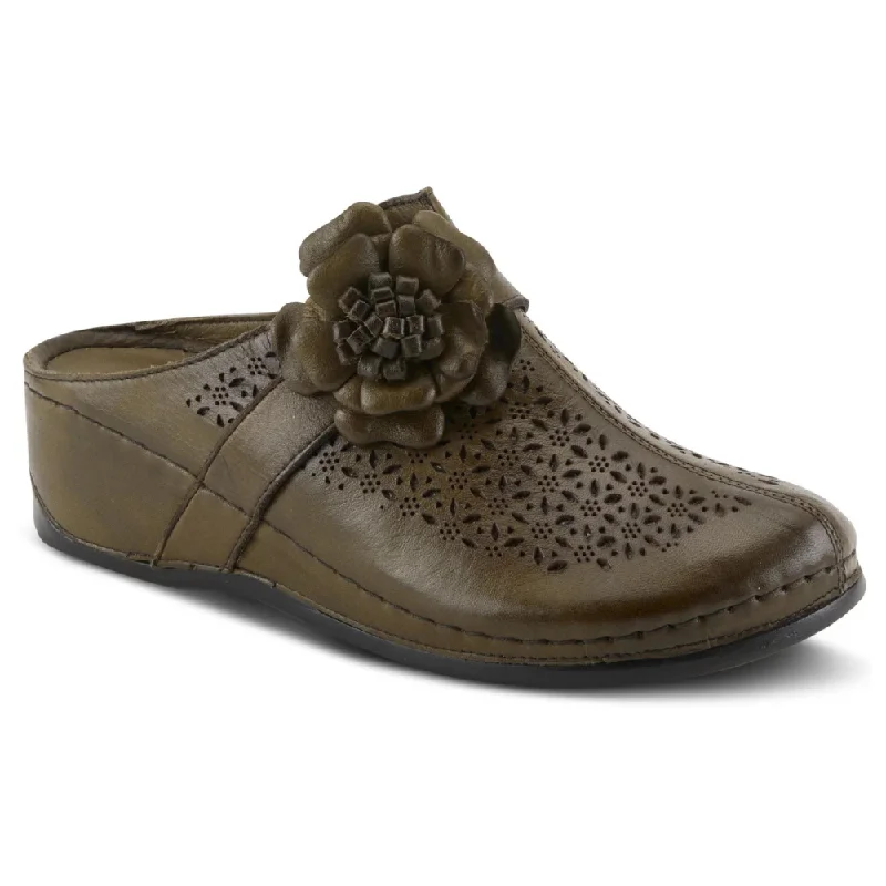Lightweight Everyday Sneakers Spring Step Lilybean Olive Leather Clog (Women's)