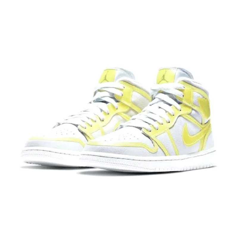 Plush Cushion Sneakers Women's Air Jordan 1 Mid Luxe Off White Optic Yellow White