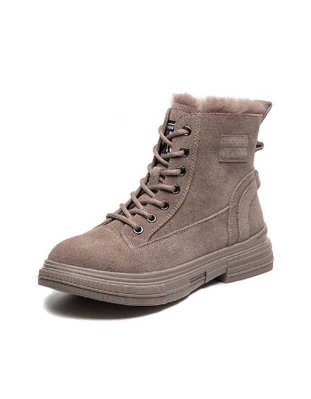 Ultra-Soft Walking Shoes Fur Inner Lace-up Winter Suede Snow Boots