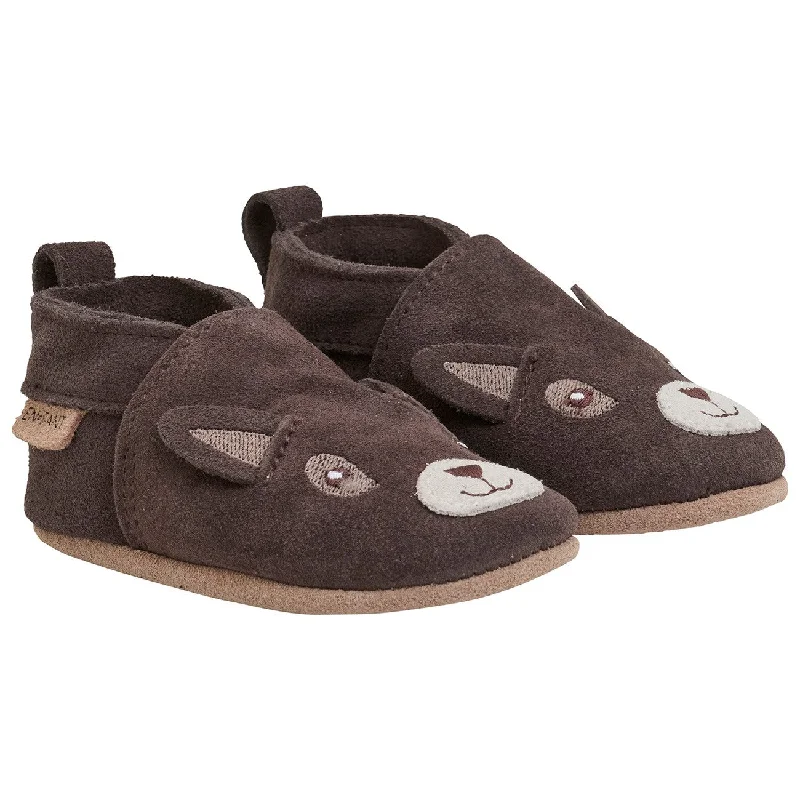 Airy Sport Shoes En Fant Chocolate Brown Leather Booties w. Animal motif