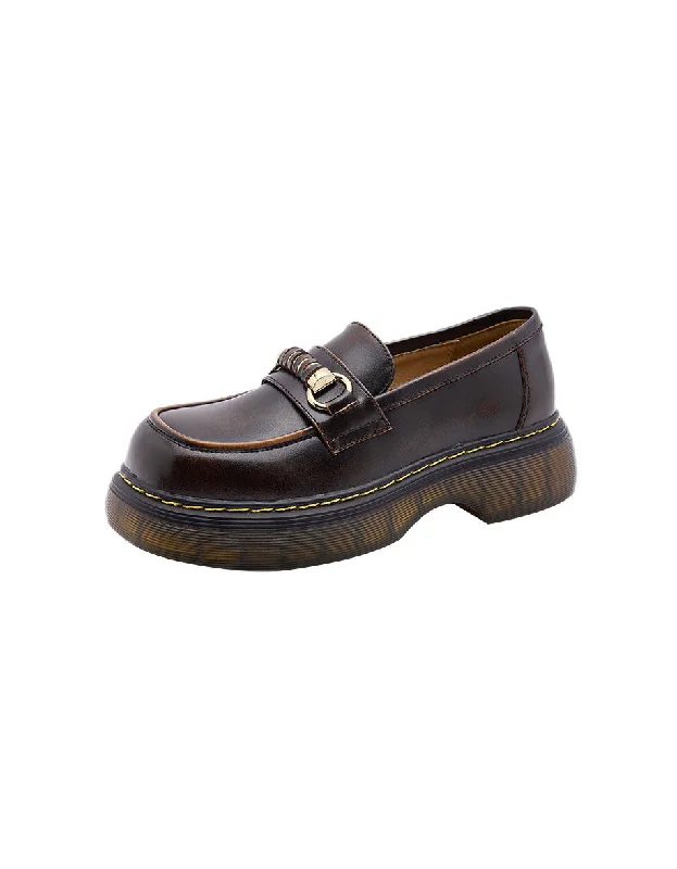 Street Comfort Shoes Metal Buckle Deco Square Head Loafers for Women