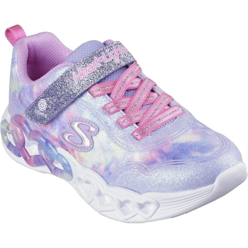 Non-Slip Walking Shoes Skechers Infinite Heart Lights Cloud Dye Print Sneakers Lavender Multicolor