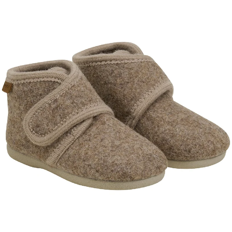 Cozy Memory Foam Shoes En Fant Walnut Melange wool booties Velcro