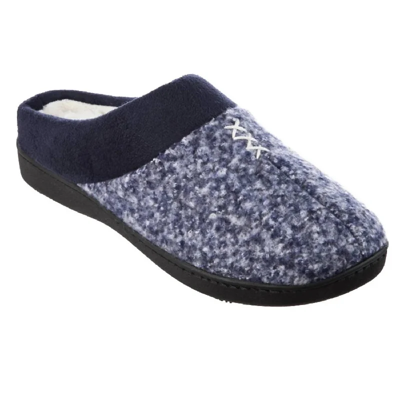 Cloud Comfort Shoes Women’S Heathered Knit Jessie Hoodback Slippers In Navy