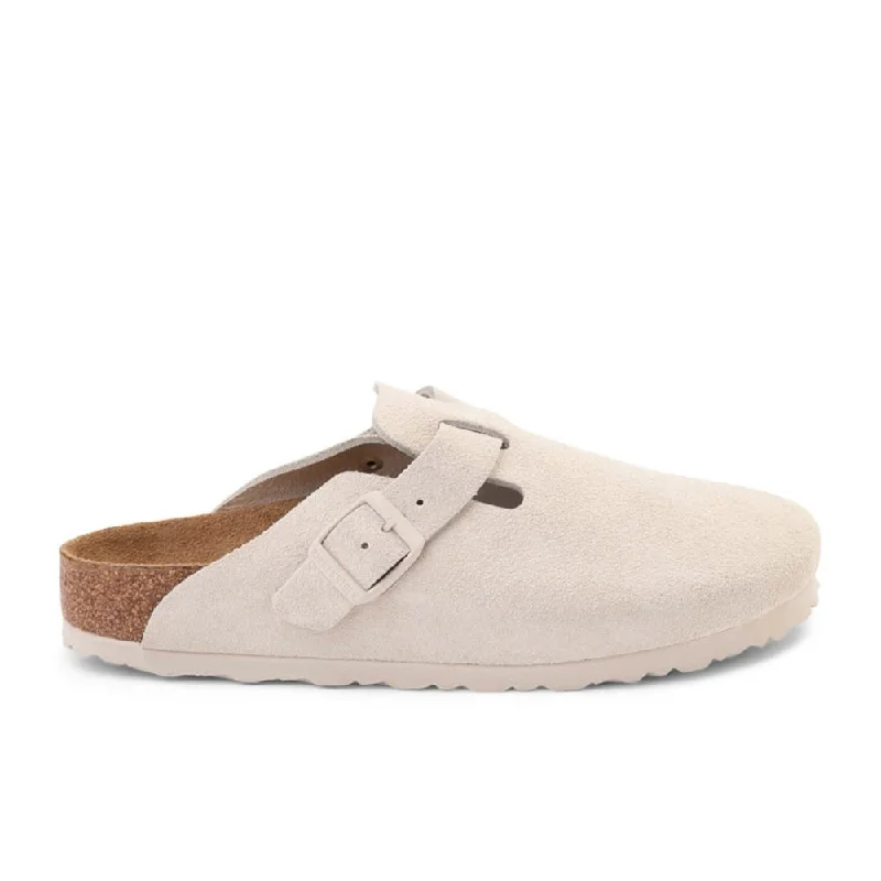 Sporty Breathable Sneakers Birkenstock Boston Soft Footbed - Antique White Suede
