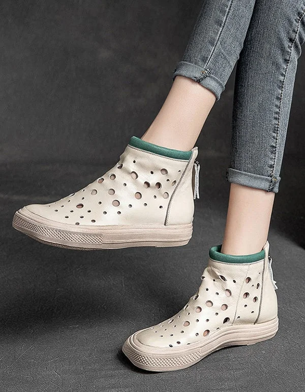 Trendy Athletic Sneakers Retro Leather Women's Summer Ankle Boots