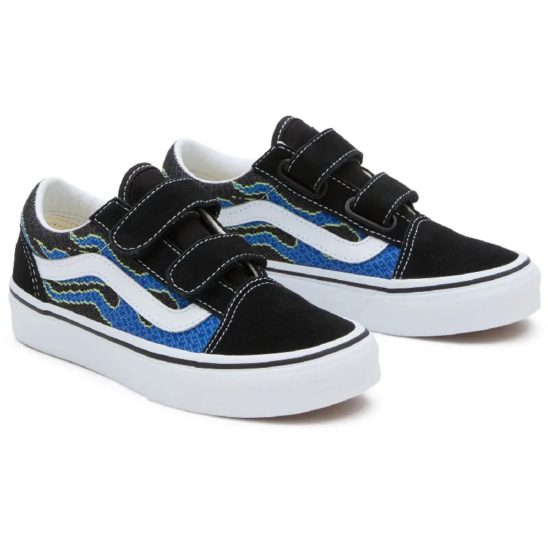 Lightweight Everyday Sneakers VANS Pixel Flame Black/Blue UY Old Skool V Sneakers