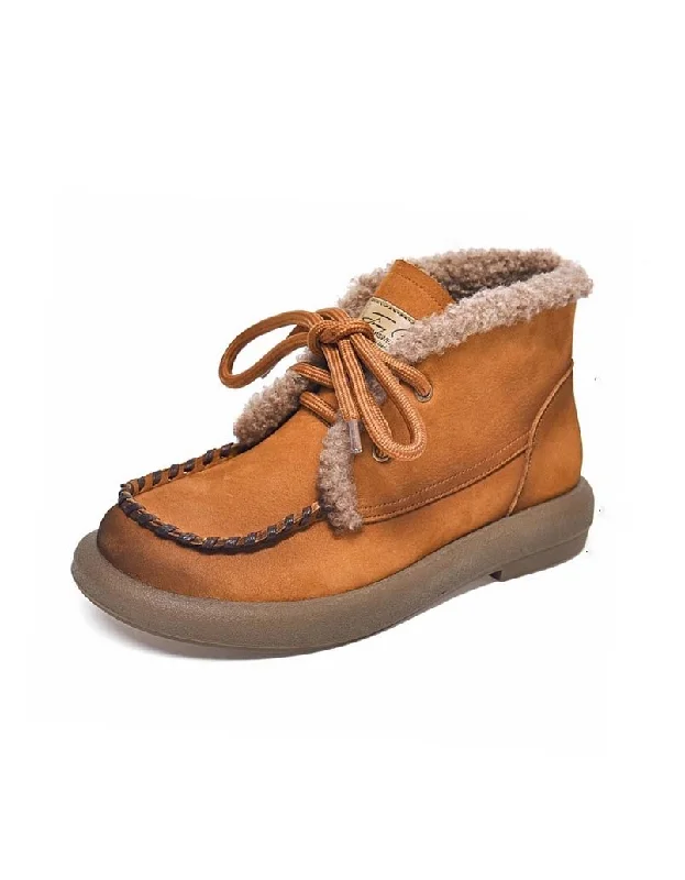 Minimalist Running Shoes Leather Plush Winter Snow Boots