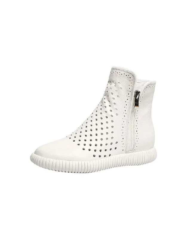 Travel-Ready Sneakers Breathable Summer Retro Leather Hollow Boots