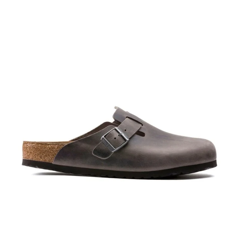 Travel-Ready Sneakers Birkenstock Boston Soft Footbed - Iron Oiled Leather