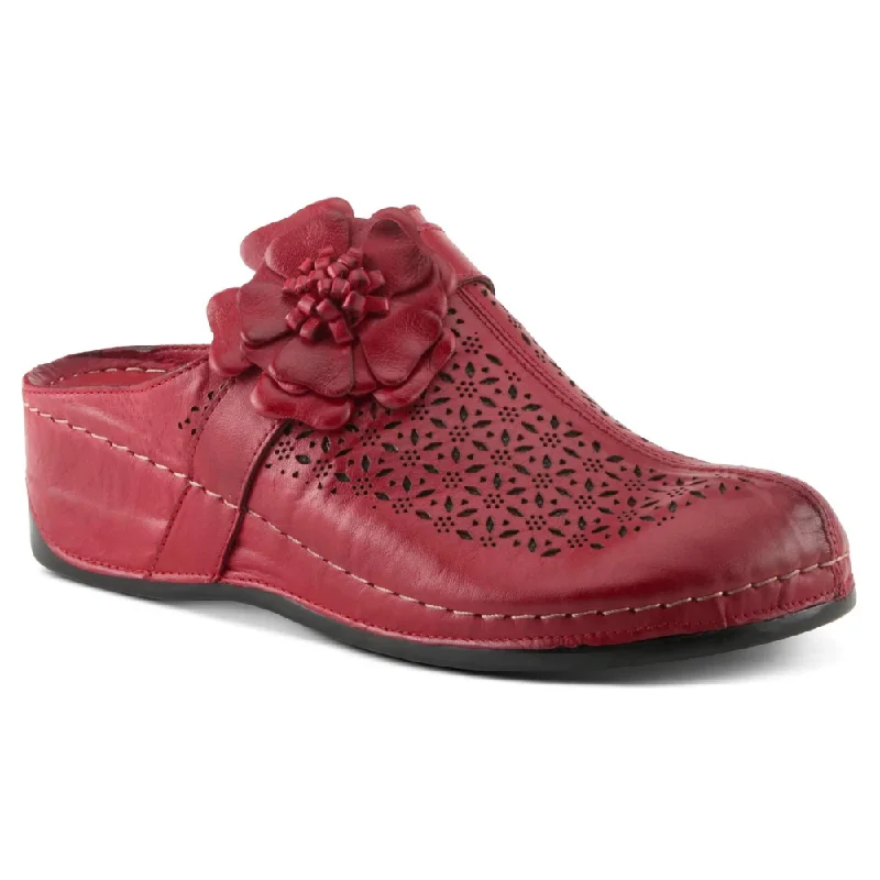 Breathable Comfort Shoes Spring Step Lilybean Red Leather Clog (Women's)