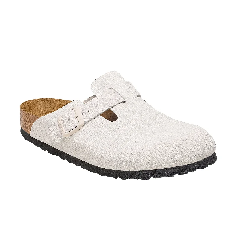 Stylish Running Shoes Boston Corduroy Antique White Embossed Suede Leather