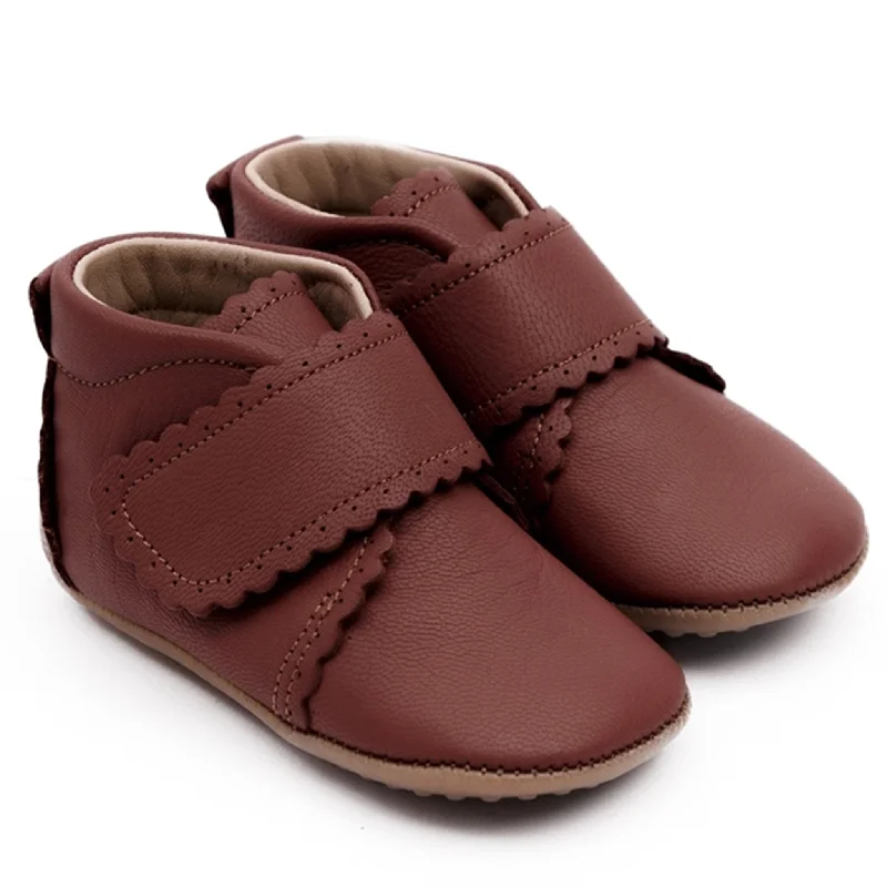 Soft Sole Casual Shoes Pom Pom Futter Velcro Rust