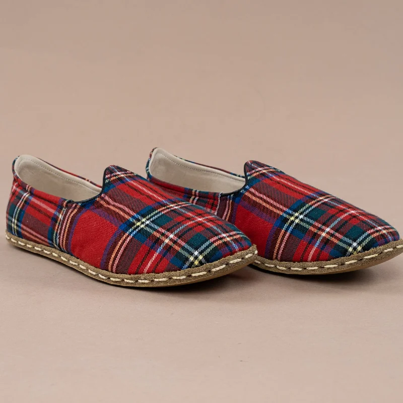 Quick-Dry Running Shoes Women's Red Plaid Barefoots