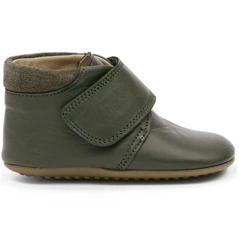 Sporty Slip-On Sneakers Pom Pom Indoor Shoe Velcro Green
