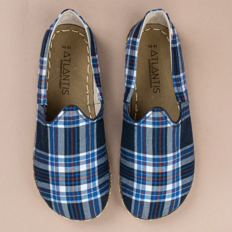 Fashionable Street Sneakers Women's Blue Plaid Barefoots