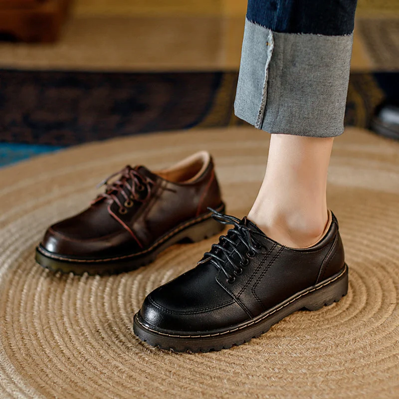 Ultra-Light Mesh Shoes Womens Vintage Classic Style Lace Up Comfortable Round Toe Loafers Flat Shoes