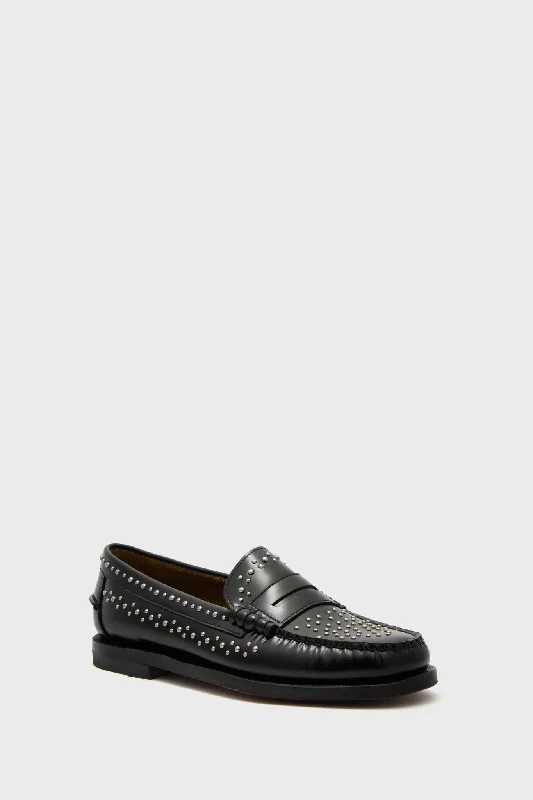 All-Day Cushioned Shoes Black Dan Studs Womens Loafers