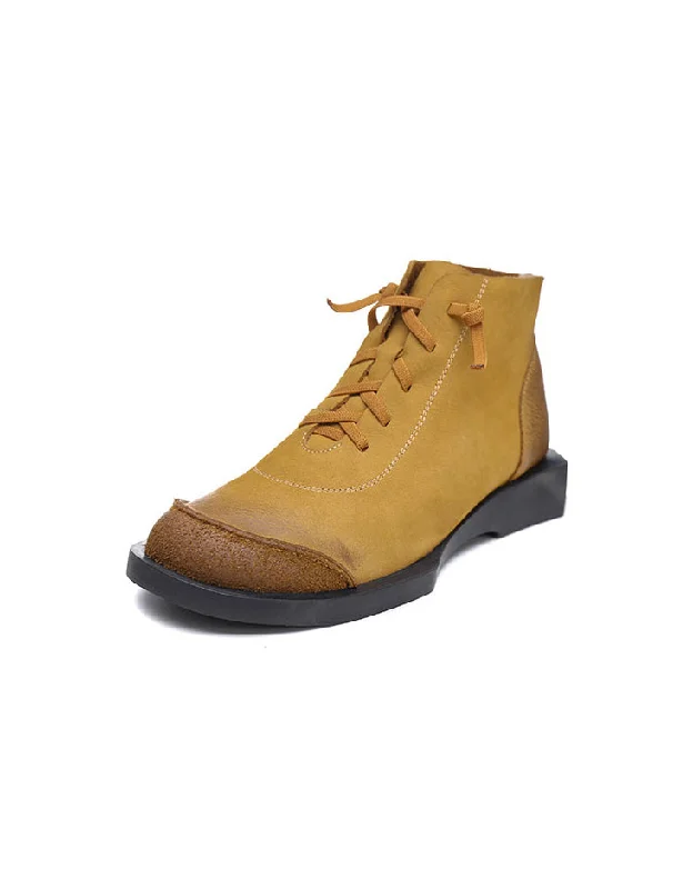 Flexible Street Sneakers Nubuck Leather Stitched Lace up Ankle Boots