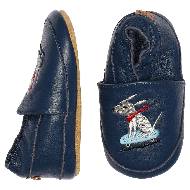 Ultra-Soft Walking Shoes MELTON Navy Academy Skater hjemmesko i hundelæder