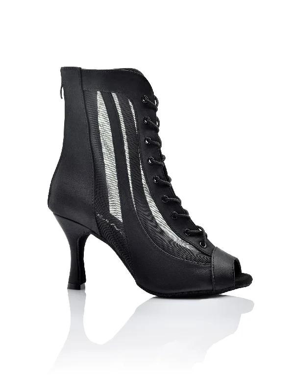 Modern Loafers Dancin Boots Black Satin Net 8cm