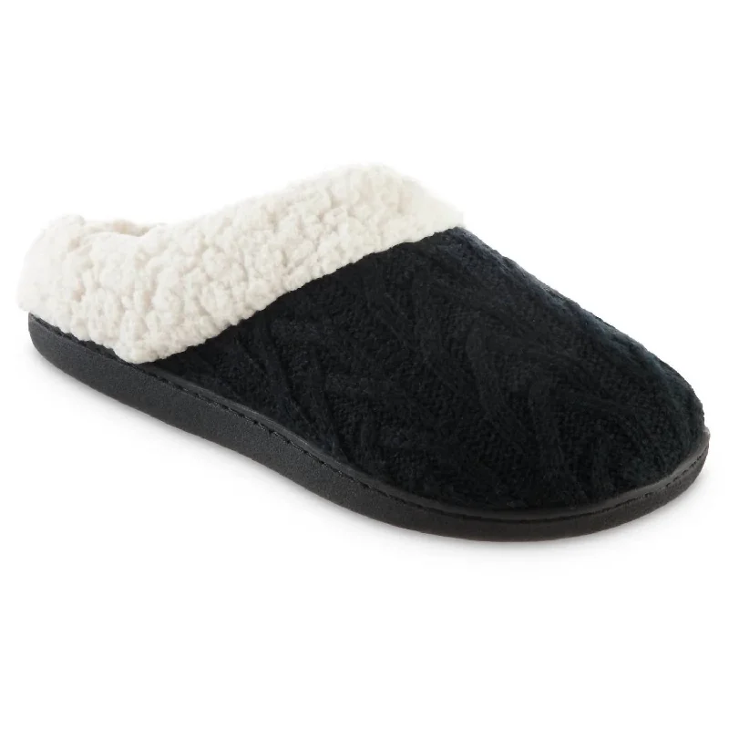 Lightweight Sport Sneakers Women's Cable Knit Alexis Hoodback Slippers In Black