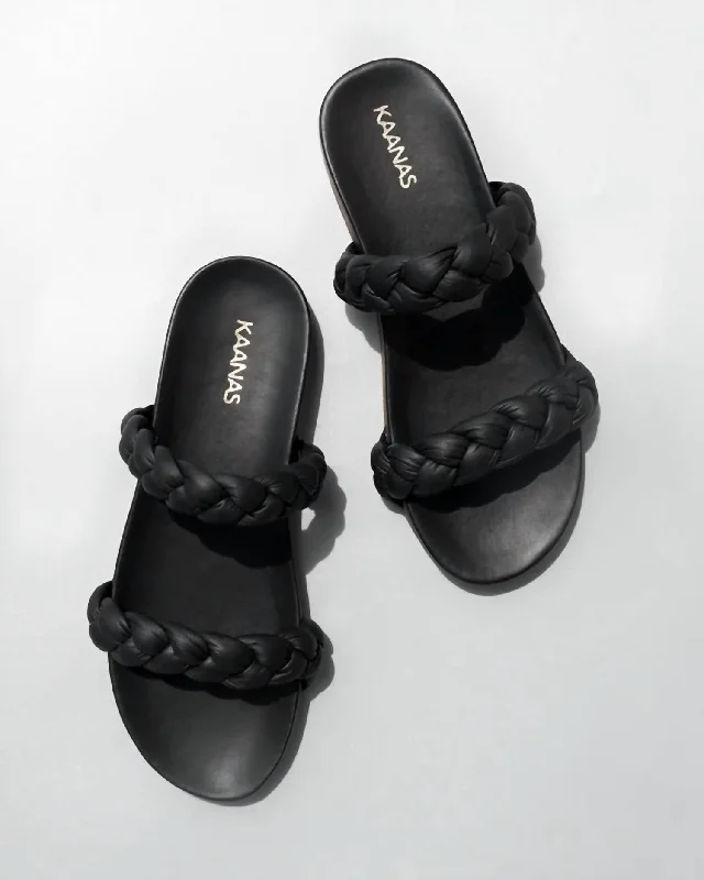 Trendy Athletic Sneakers Coco Chunky Braided Pool Slide In Black