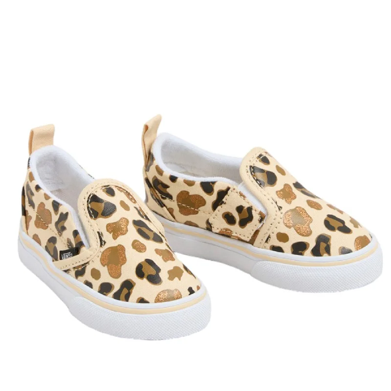 Streetwear Casual Shoes VANS Leopard Glitter BROWN/TRUE WHITE Slip-On V