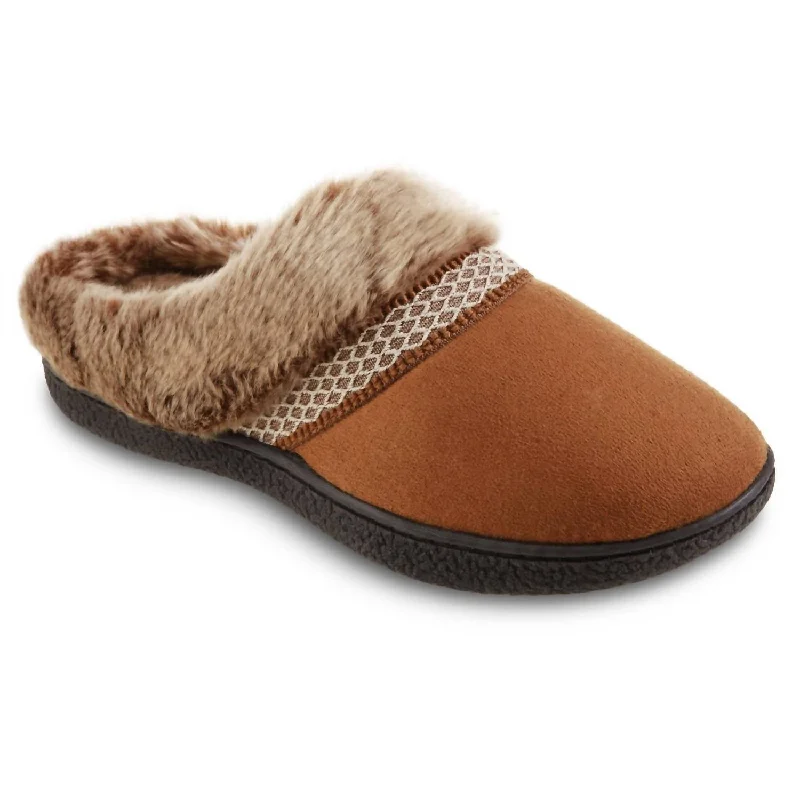 Lightweight Mesh Running Shoes Women's Recycled Microsuede Mallory Hoodback Slipper In Cognac