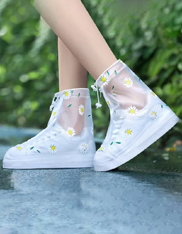 Airy Sport Shoes 2 Pairs Flowers Printed Transparent Rain Boots