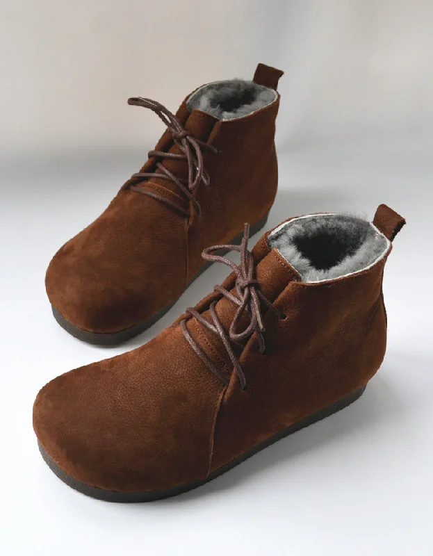 Travel-Friendly Sneakers Comfortable Soft Leather Winter Ankle Boots With Fur 35-41