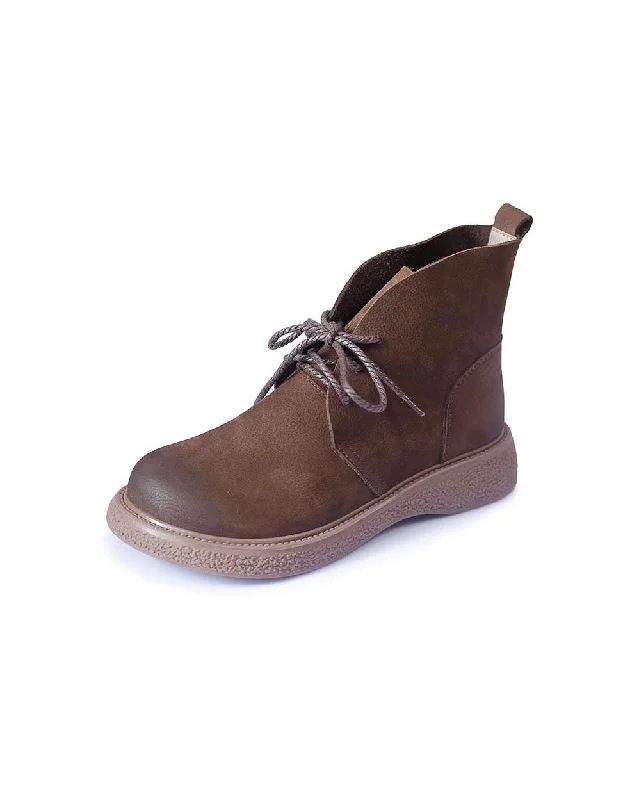 Stylish Running Shoes Autumn Wide Toe  Lace-up Ankle Boots