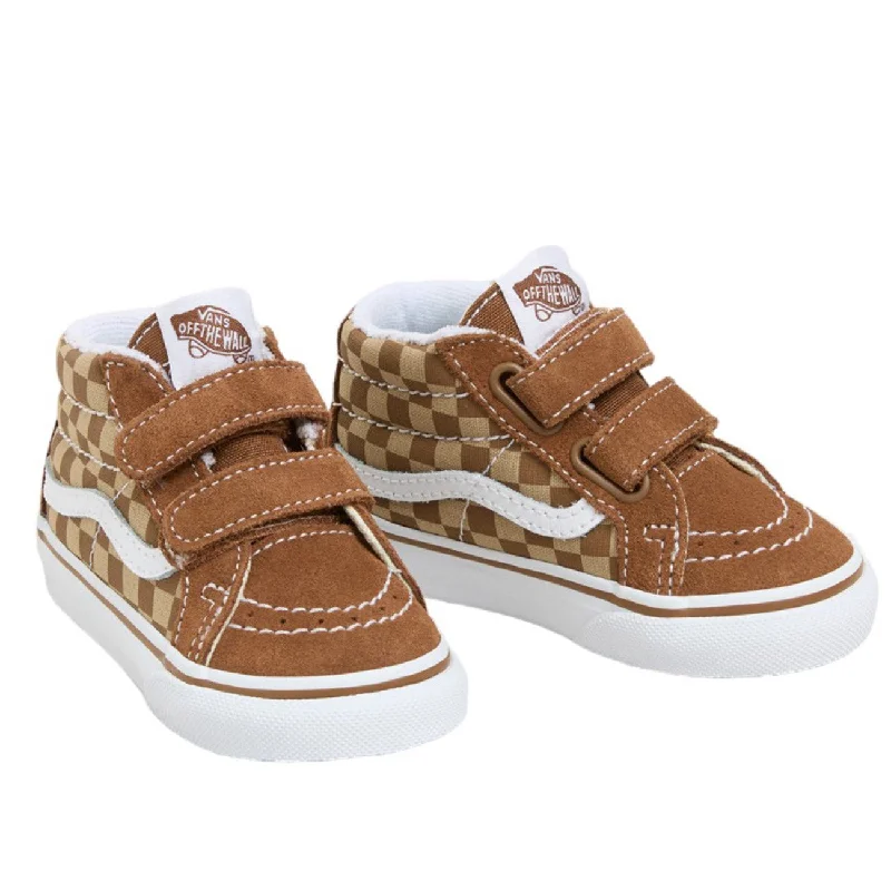 Ultra-Light Mesh Shoes VANS Neutral Checkerboard BROWN/TRUE WHITE SK8-Mid Reissue V