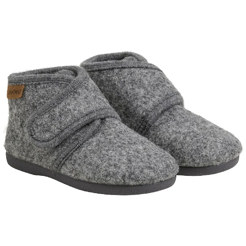 Flexible Street Sneakers En Fant Dark Gray Melange Wool Booties Velcro