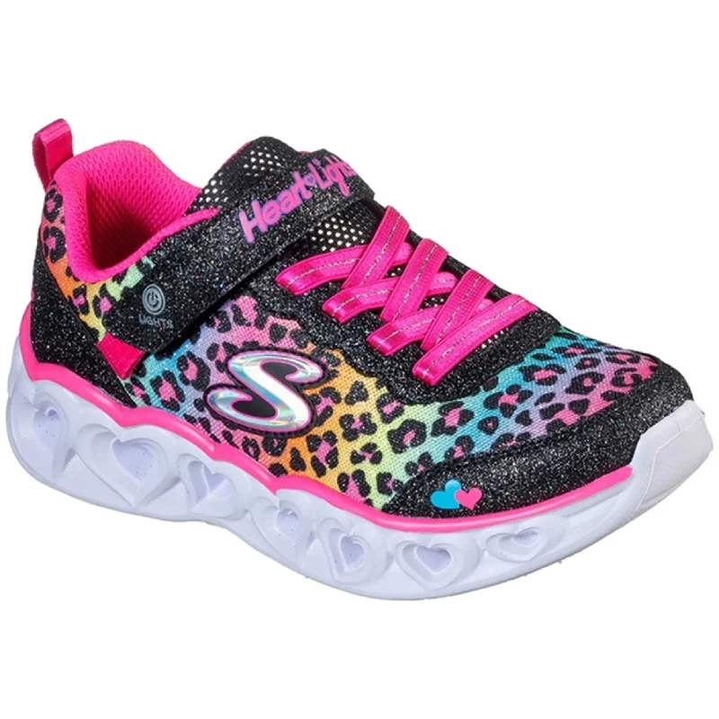 Soft Leather Shoes Skechers S-Lights Heart Lights Sneakers Love Match Black/Multi
