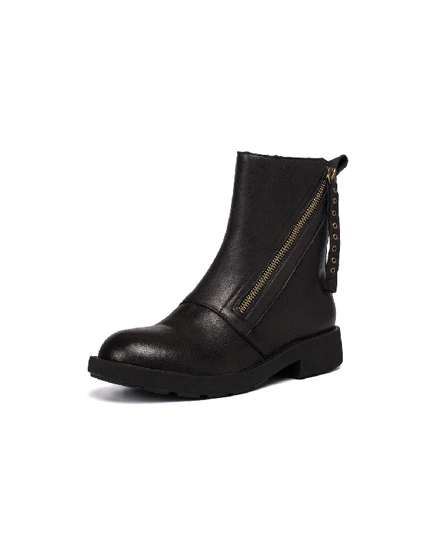 Everyday Lightweight Shoes Real Leather Sheepskin Slanted Zipper British Style Boots