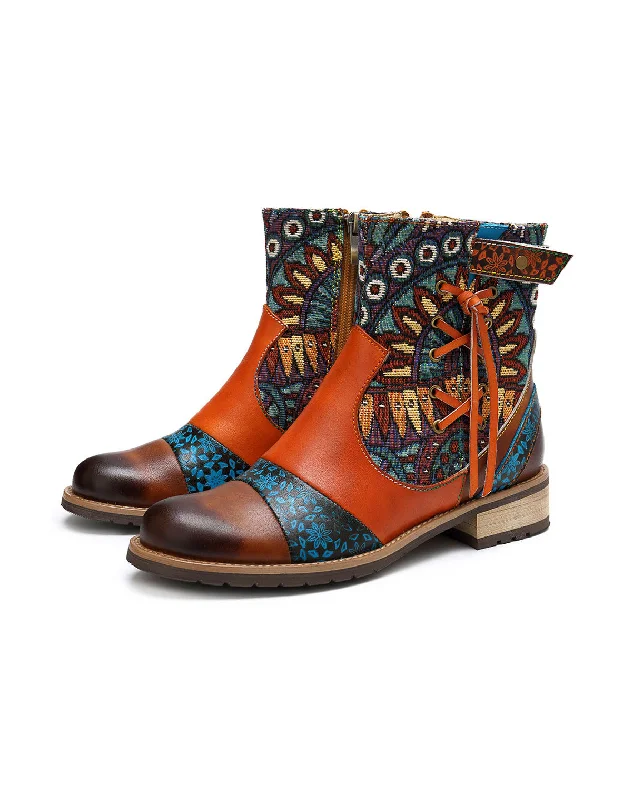Fashion Casual Sneakers Printed Leather Jacquard Tassel Ankle Boots 36-42