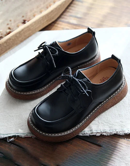 Anti-Slip Running Shoes Autumn Platform Retro Lace-up Loafers
