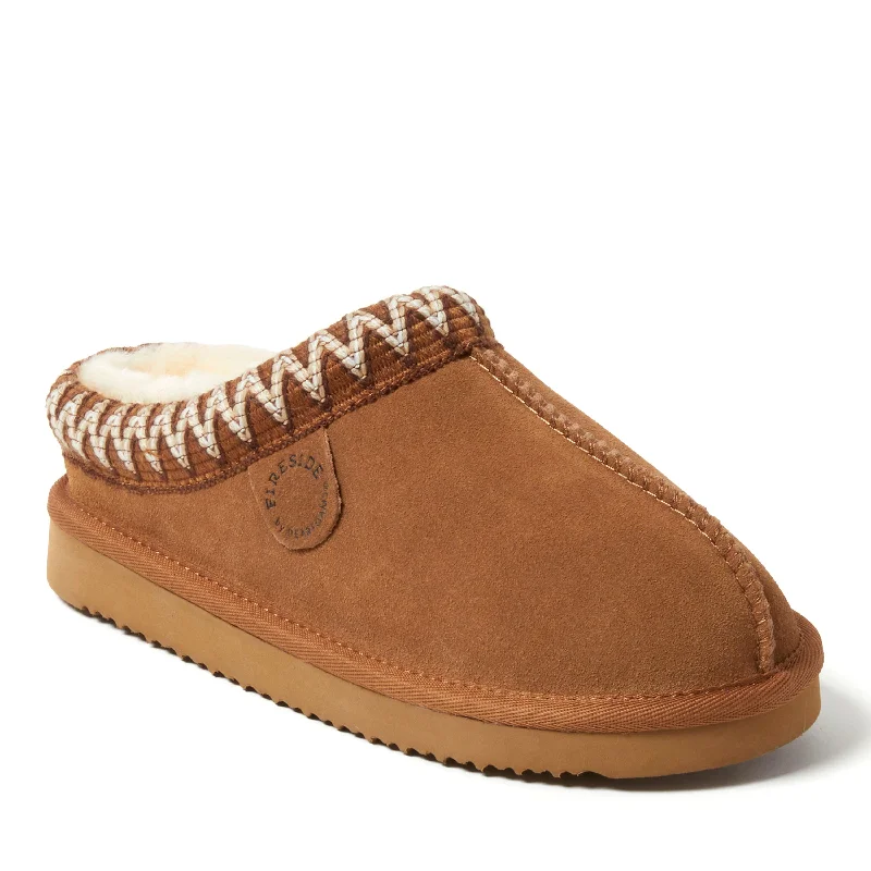 Everyday Sport Sneakers Fireside by Dearfoams Women's Greta Genuine Shearling Clog Slipper with Taping