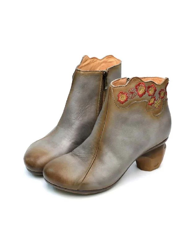 Trendy Walking Sneakers Autumn Winter Embroidery Retro Chunky Boots