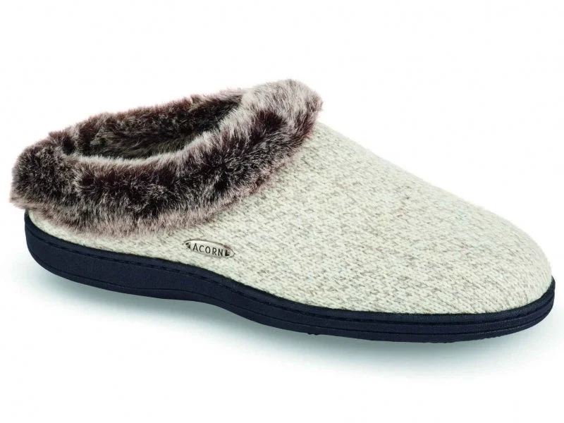 Ultra-Soft Walking Shoes Acorn Chinchilla Clog Ragg - Women's Slipper